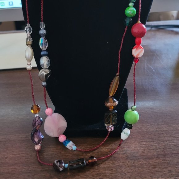 51" Sead Beads & Assorted Colorful Different Shaped Beads Necklace - Stylish - Picture 1 of 4